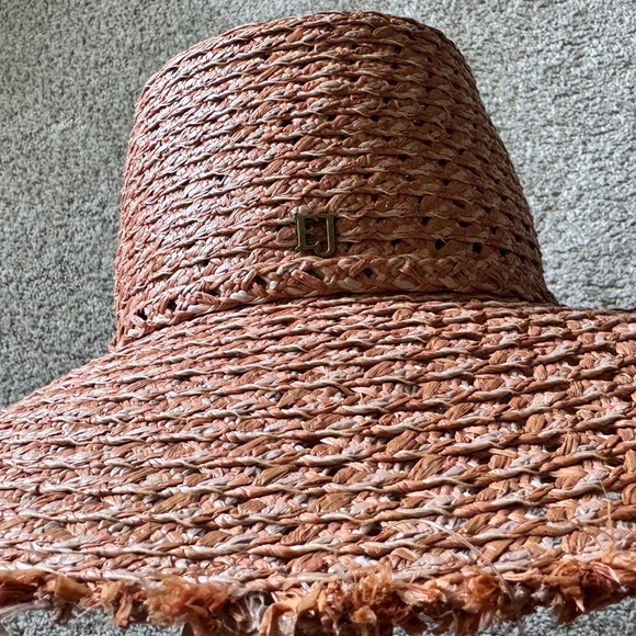 ❤️ NWT ERIC JAVITS NEW YORK ELLIE TERRACOTTA STRAW WIDE BRIM SPRING SUMMER HAT - Picture 7 of 14